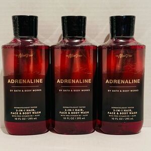Bath & Body NEW Men’s (3) Adrenaline 3-in-1 Hair, Face & Body Wash